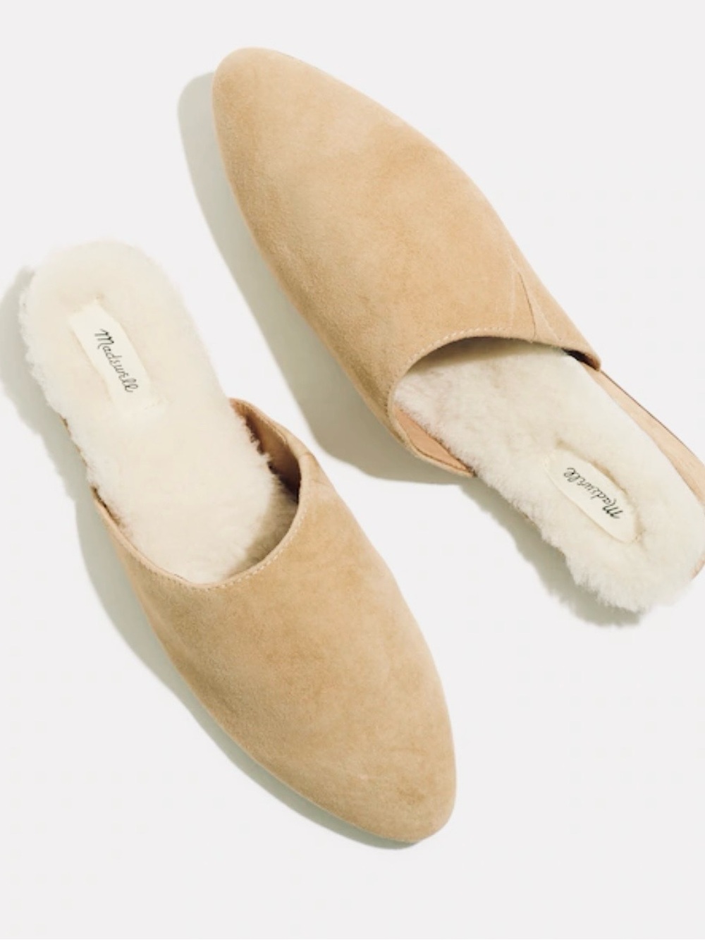 Madewell The Kasey Shearling-Lined Pointed-Toe Mules 7.5